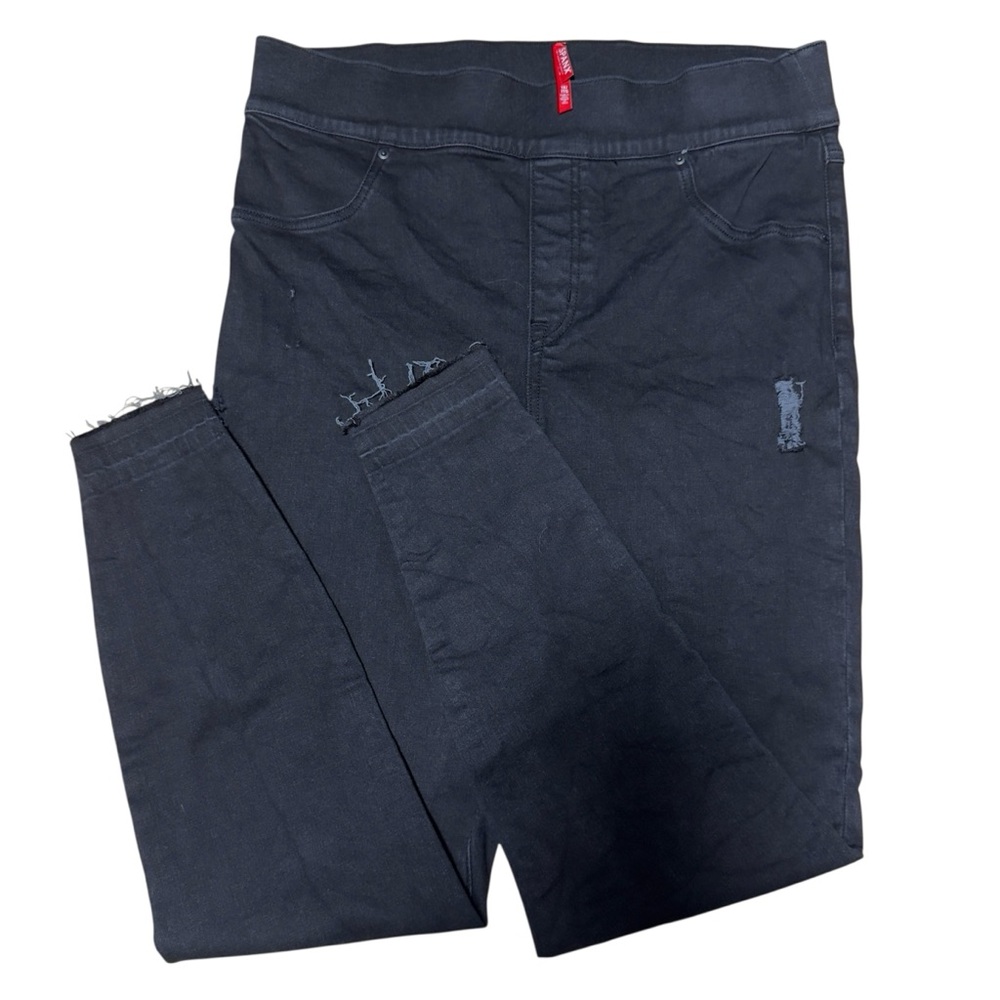 SPANX Black Distressed Denim Pants